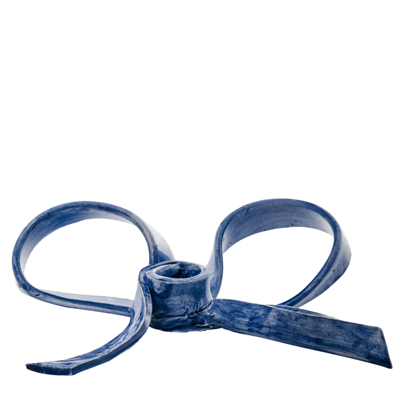 Set di 2 portacandele in ceramica a forma di fiocco blu
