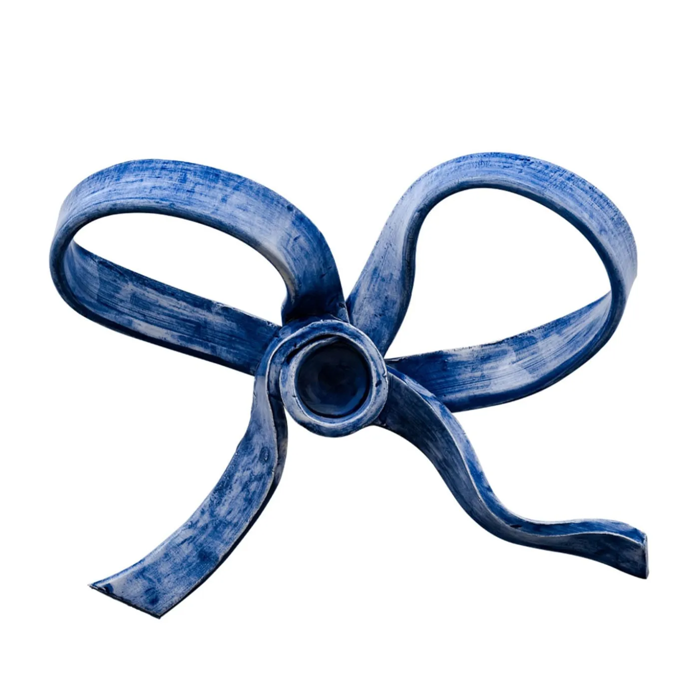 Set di 2 portacandele in ceramica a forma di fiocco blu