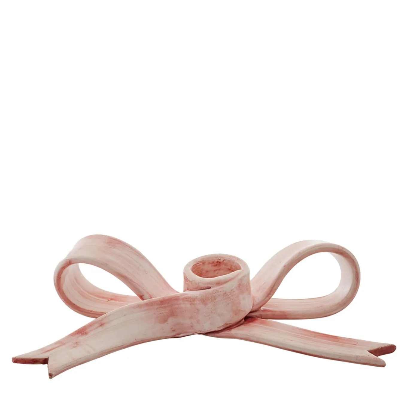 Set di 2 portacandele in ceramica rosa a forma di fiocco