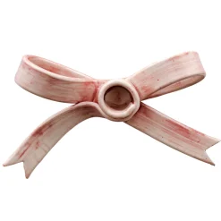 Set di 2 portacandele in ceramica rosa a forma di fiocco