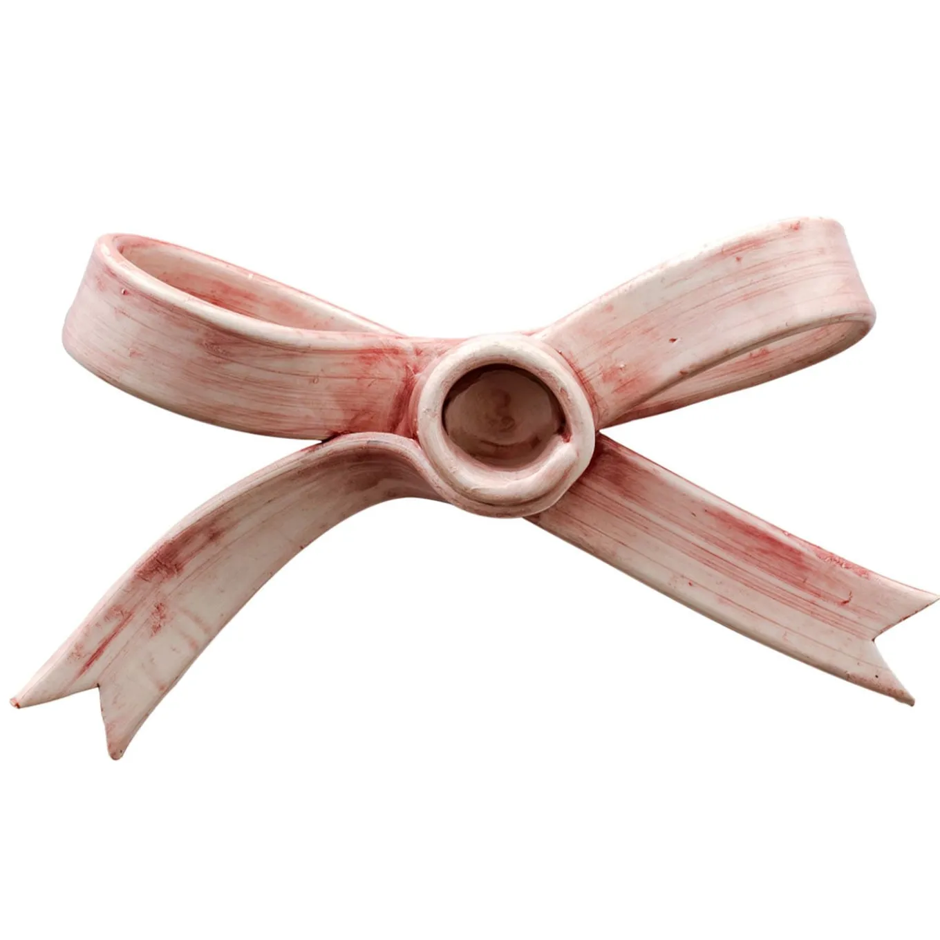 Set di 2 portacandele in ceramica rosa a forma di fiocco