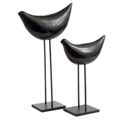 Set di 2 uccelli neri scultura di Aldo Londi