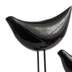 Set di 2 uccelli neri scultura di Aldo Londi