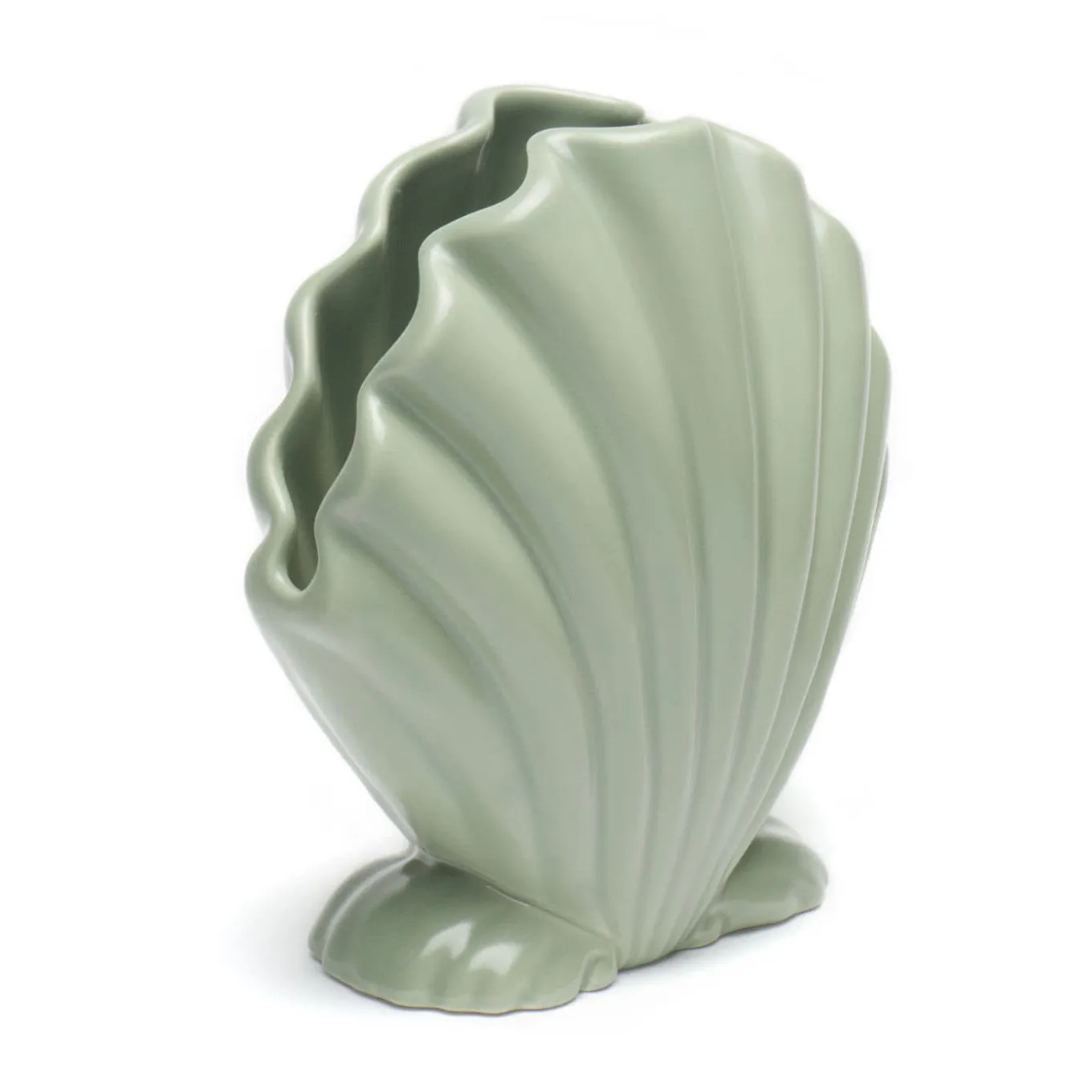 Set di 2 vasi decorativi a forma di conchiglia verde