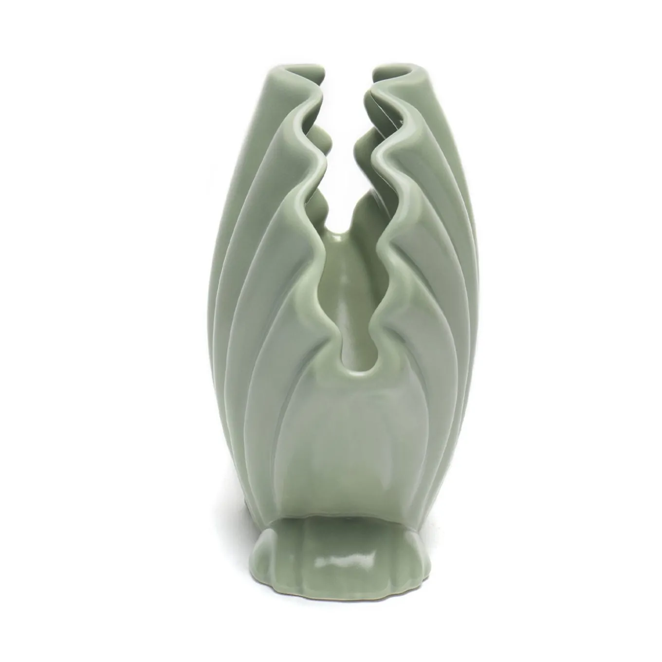 Set di 2 vasi decorativi a forma di conchiglia verde