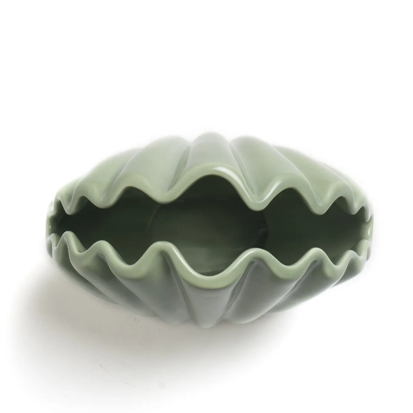 Set di 2 vasi decorativi a forma di conchiglia verde