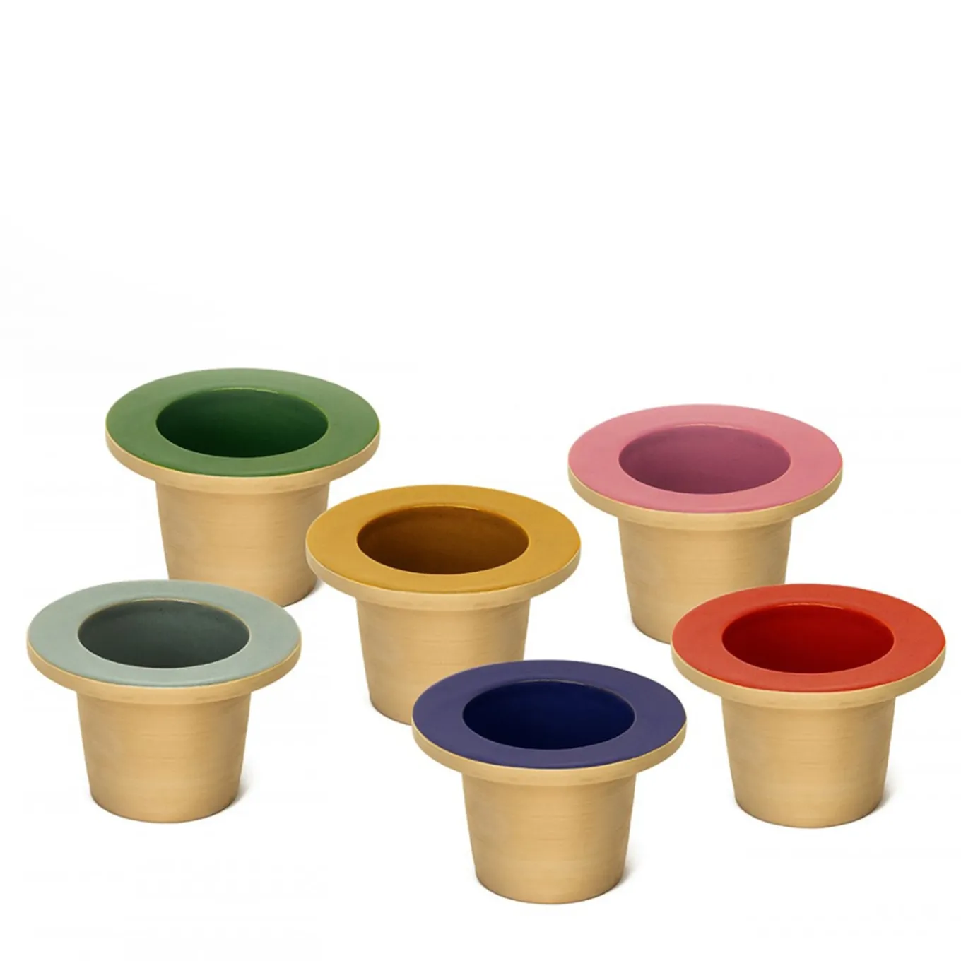 Set di due cachepot Pofi giallo e rosa