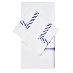 Set di lenzuola King US bianco e blu brillante di Four Generations