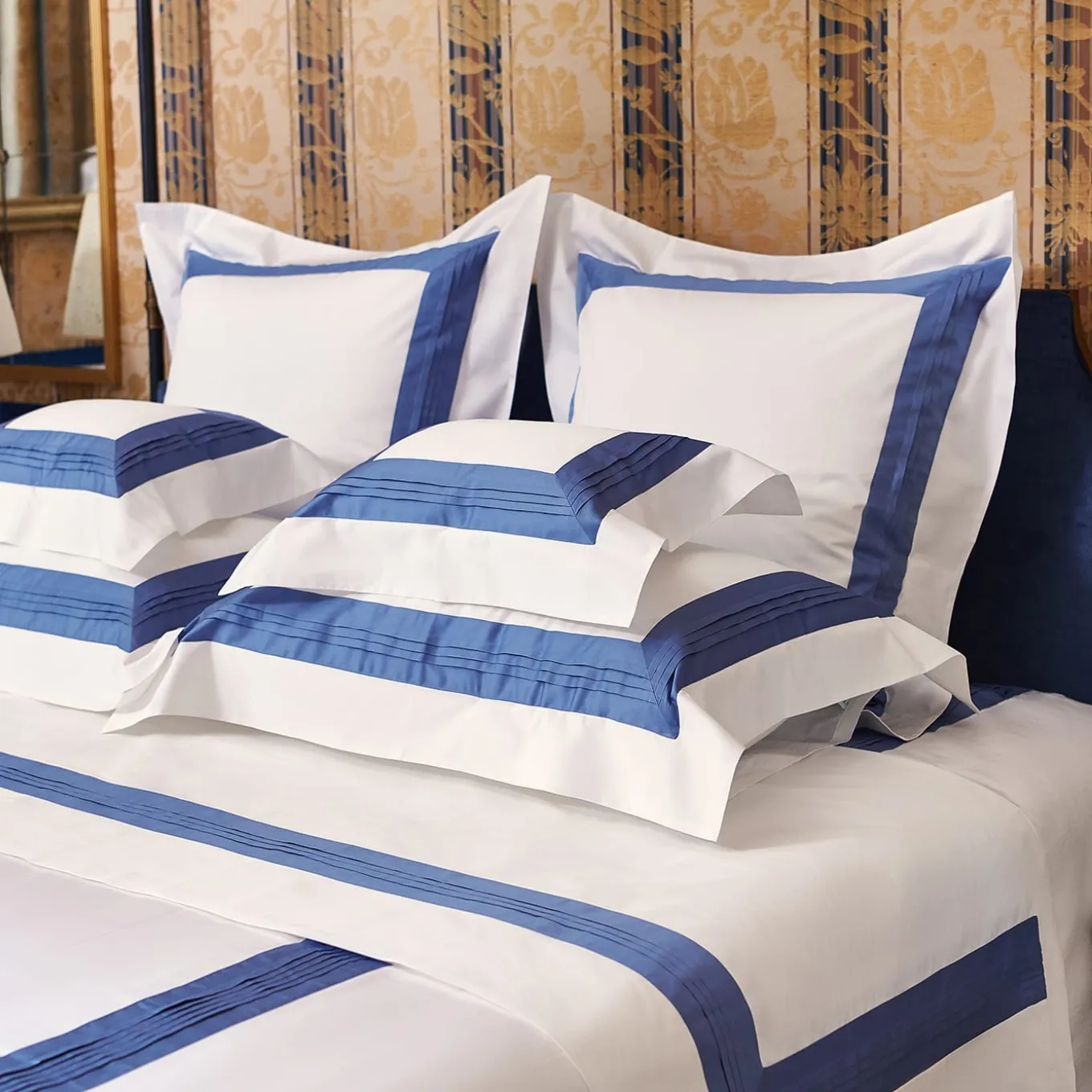 Set di lenzuola Plissè White & Country Blue US King