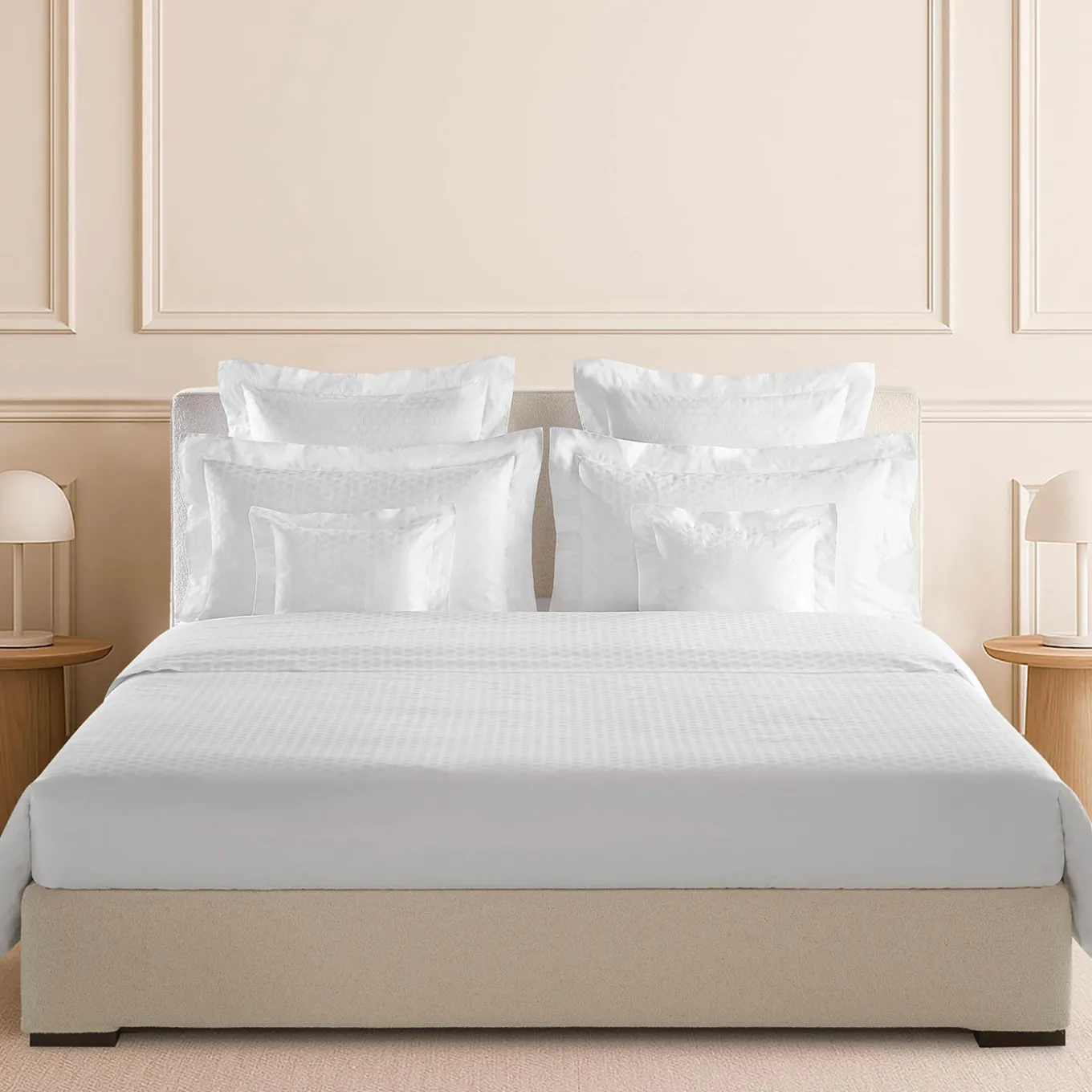 Set lenzuola Komodo in raso di cotone jacquard bianco