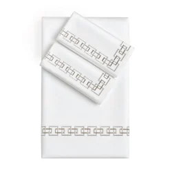 Set Lenzuola QENA ricamate in Cotone Percalle Bianco