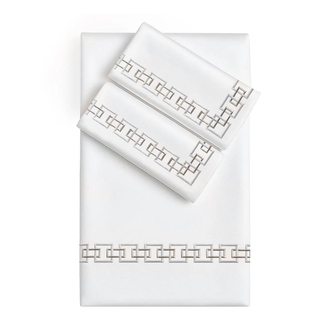 Set Lenzuola QENA ricamate in Cotone Percalle Bianco