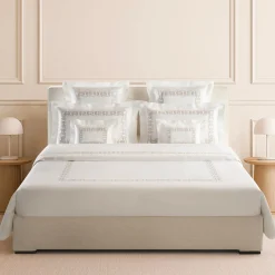 Set Lenzuola QENA ricamate in Cotone Percalle Bianco