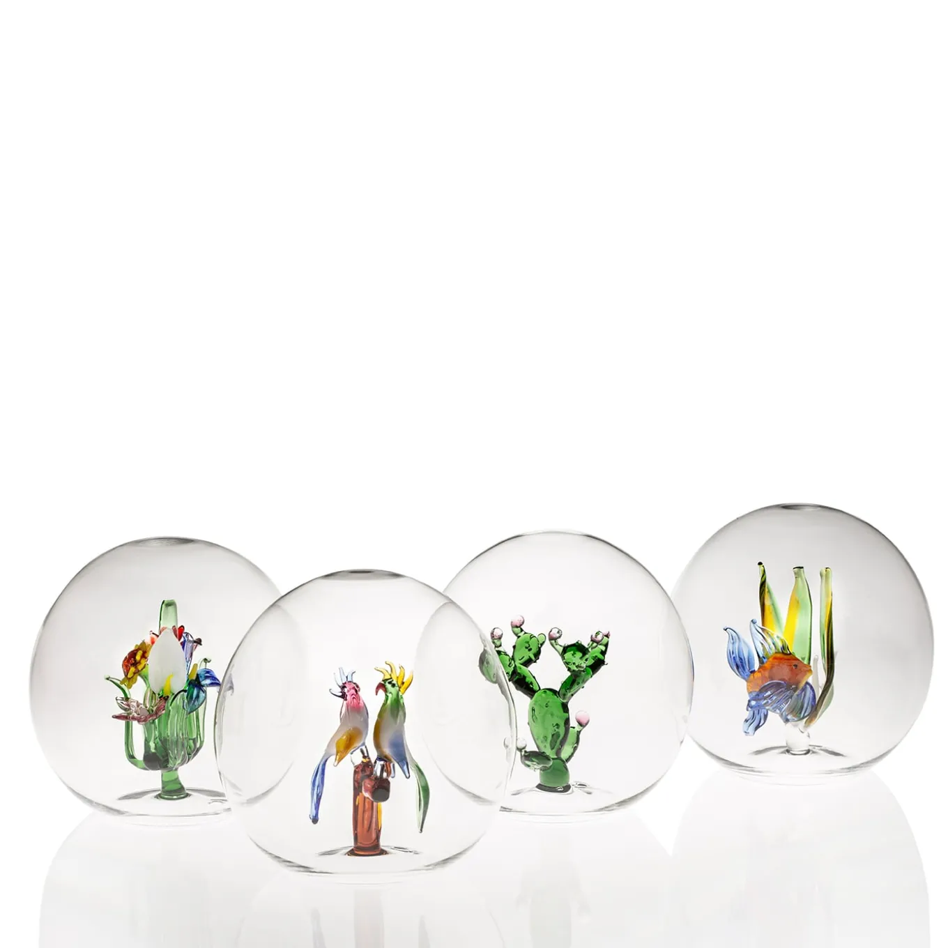Sfera Decorativa Mini Oasis Verde con Fiori in Vetro