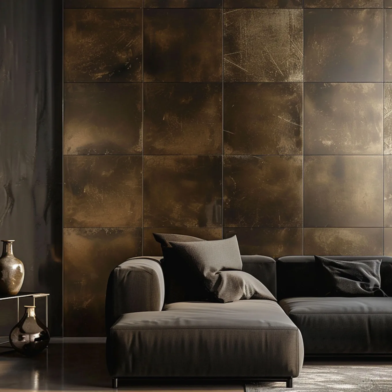 Sintesi Orbitale Set di 4 piastrelle in ottone brunito scuro