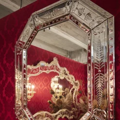 Specchio da muro Salviati ottagonale in argento