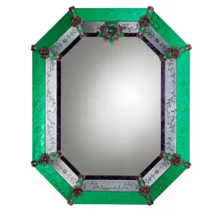 Specchio da parete Anaki in vetro di Murano Verde