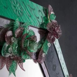 Specchio da parete Anaki in vetro di Murano Verde