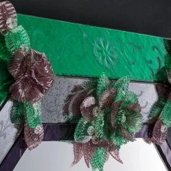 Specchio da parete Anaki in vetro di Murano Verde
