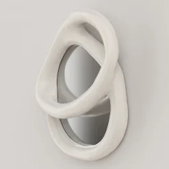 Specchio da Parete Grande Bolide V1 in Gesso Bianco
