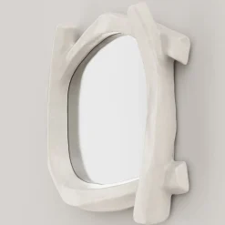 Specchio da parete grande Esprit V1 in gesso bianco