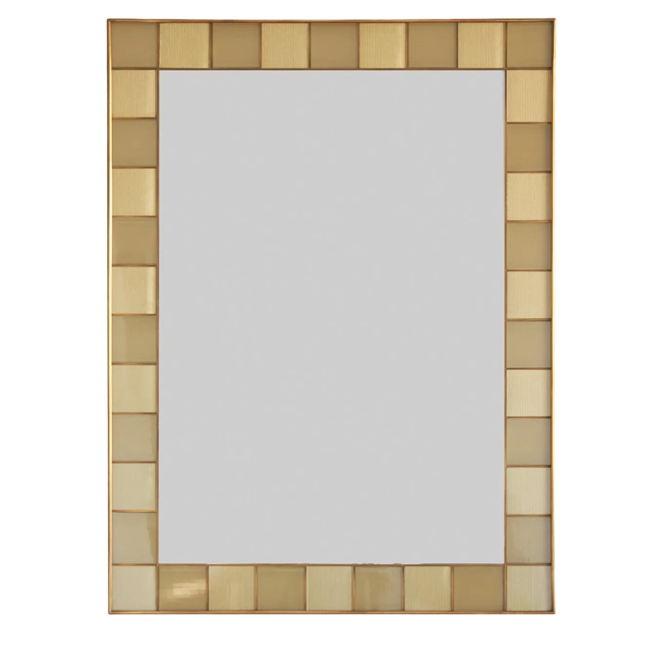 Specchio da parete in vetro e ottone satinato