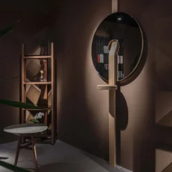 Specchio da parete marrone chiaro a forma di disco Irpin