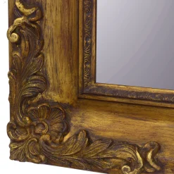 Specchio da parete orizzontale con cornice guantiera oro