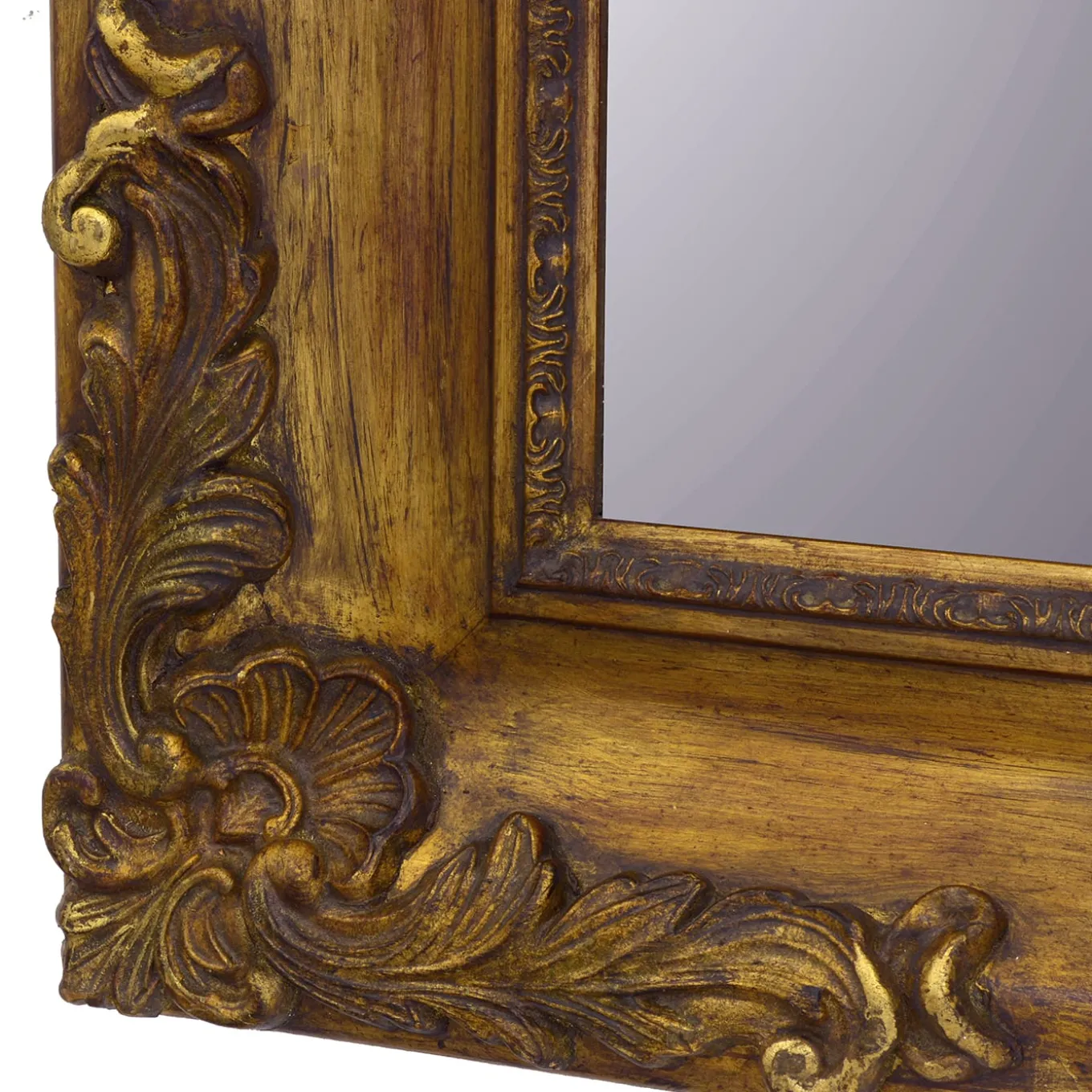 Specchio da parete orizzontale con cornice guantiera oro
