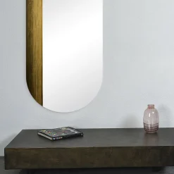 Specchio da parete ovale Orizzonte in resina spatolata oro