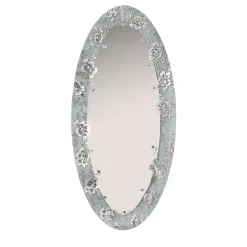 Specchio da parete ovale grande in vetro argento Isabelle