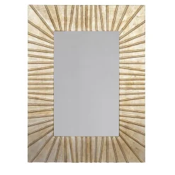 Specchio da Parete Rettangolare Piccolo con Scanature in Legno Champagne Strip