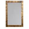 Specchio da Parete Rettangolare con Scanature in Legno Bronzo Matt