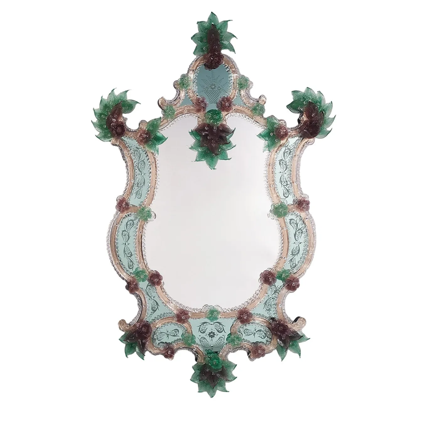 Specchio da parete veneziano "London" in vetro di Murano
