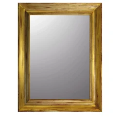 Specchio da parete verticale con cornice guantiera oro
