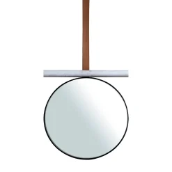 Specchio in marmo a tubo con cinturino in pelle