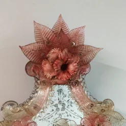 Specchio in vetro di Murano rosa Apollo di Fratelli Tosi