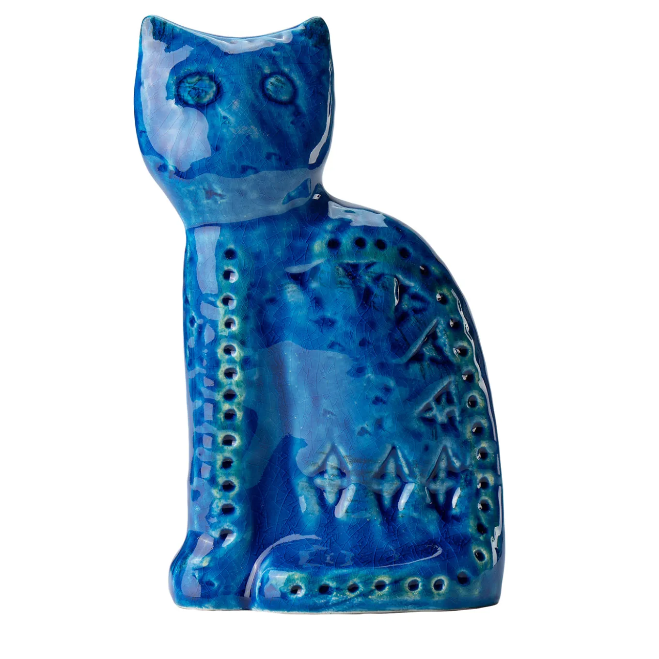 Statuetta Gatto Seduto Blu di Aldo Londi