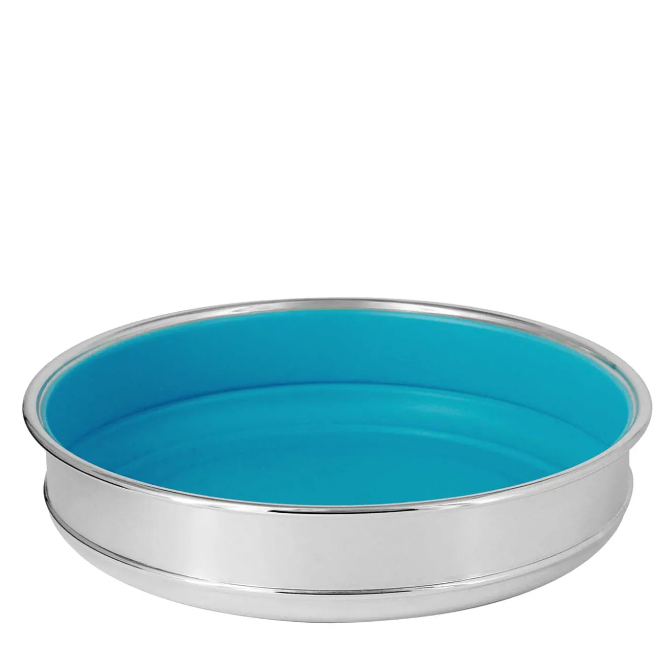 Svuotatasche Piccolo Rotondo color Turchese Placcato Argento