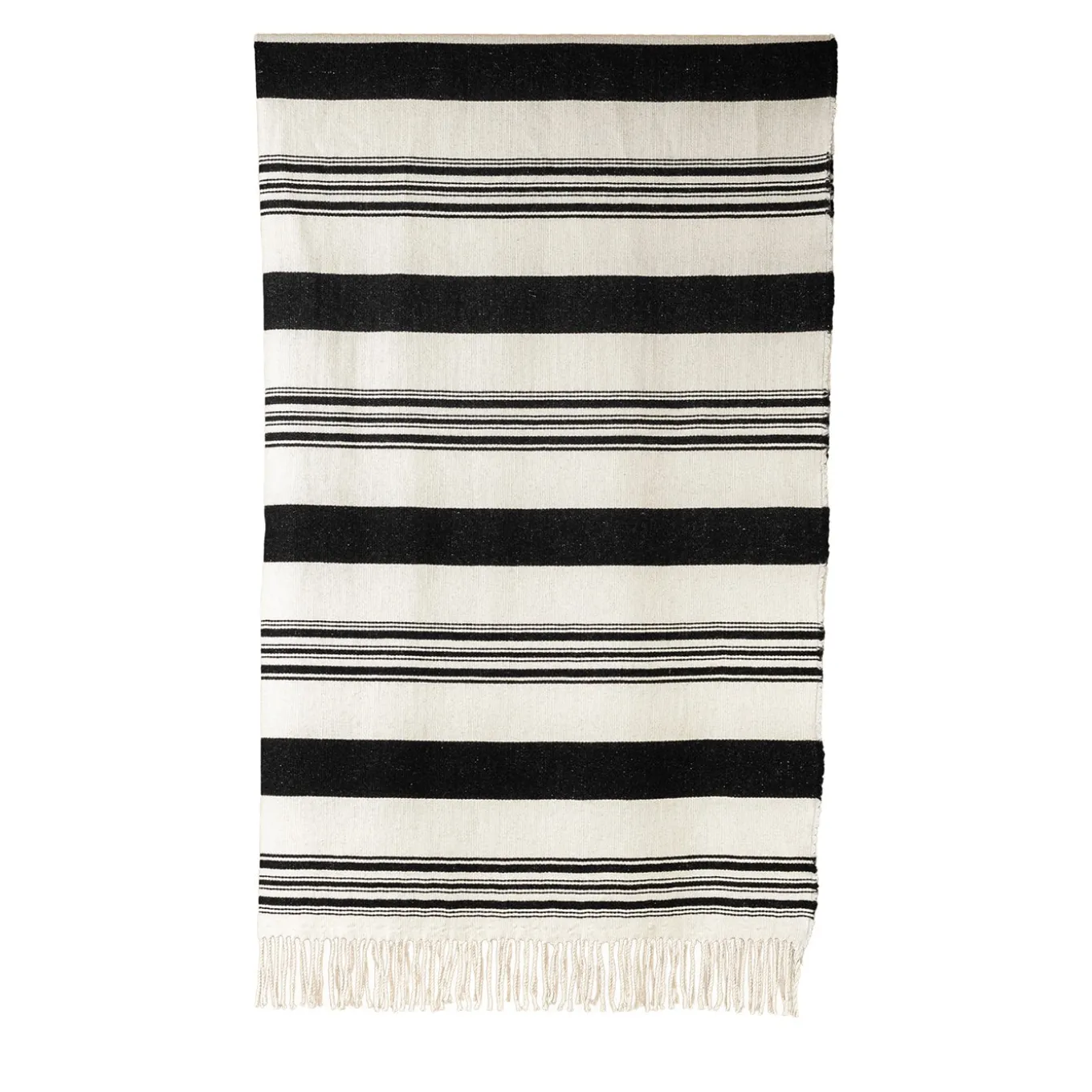 Tacke.d2 Coperta a righe bianche e nere con frange