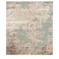 Tappeto Annodato a Mano Dune Nomad Grigio Classico e Blu Marittimo