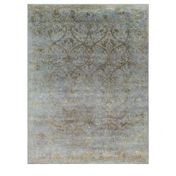 Tappeto Annodato a Mano Dusky Grooves Blu Polvere