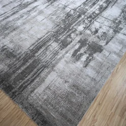Tappeto Annodato a Mano Echi di Seta Bianco e Bianco