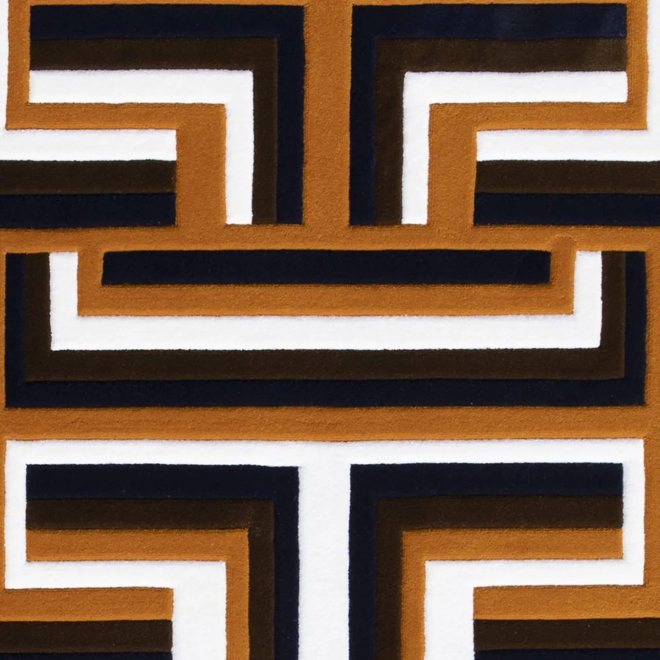 Tappeto Castelbarco geometrico in lana della Nuova Zelanda marrone/nero/bianco