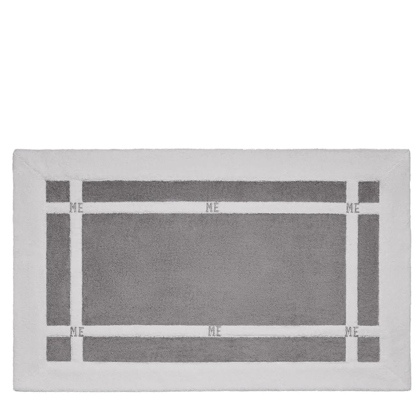 Tappeto da bagno Pompidou in stile geometrico bianco e grigio