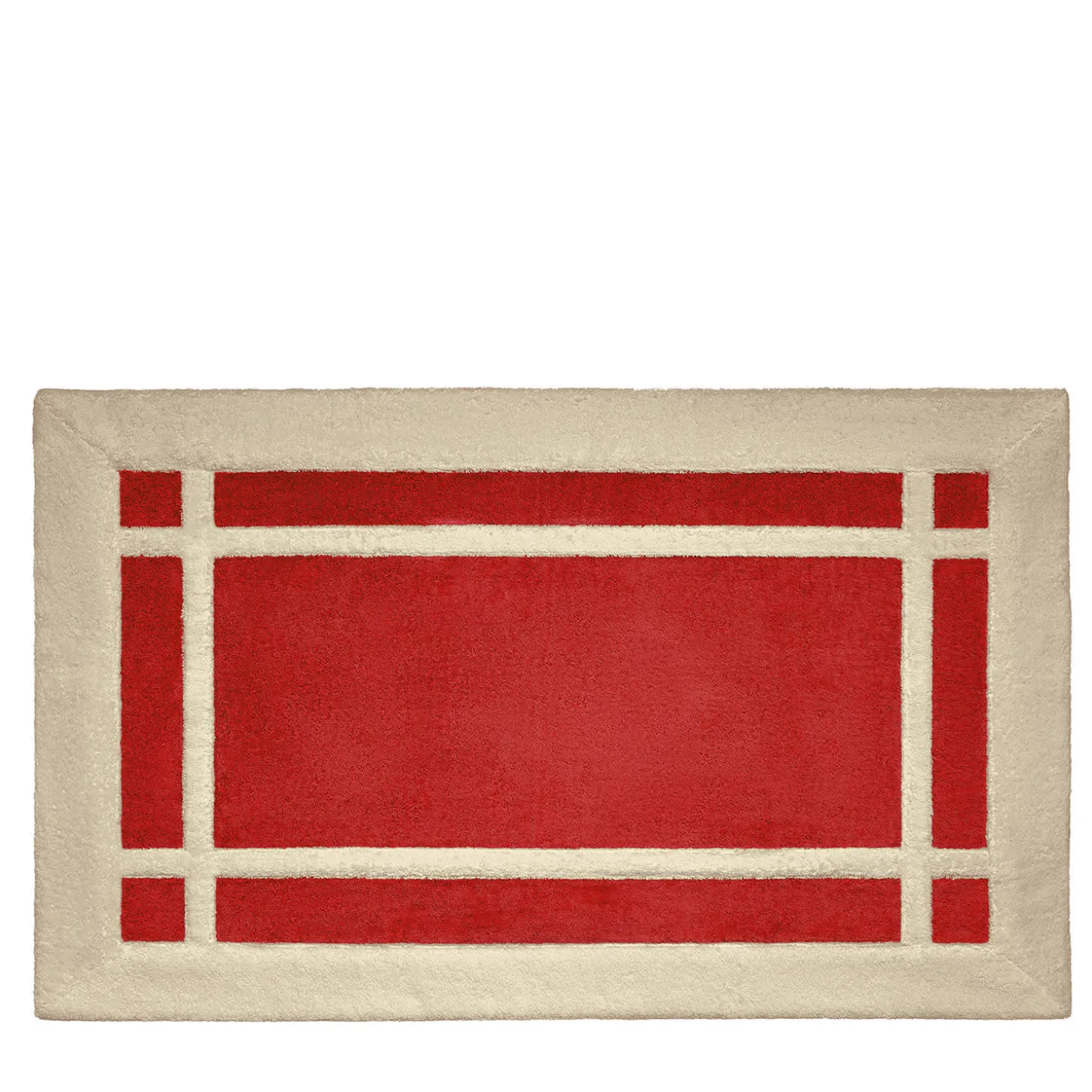 Tappeto da bagno Pompidou in stile geometrico beige e corallo