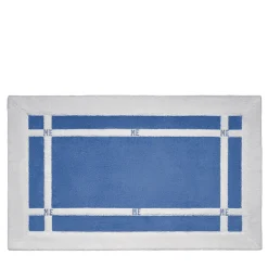 Tappeto da bagno Pompidou in stile geometrico bianco e blu Assisi