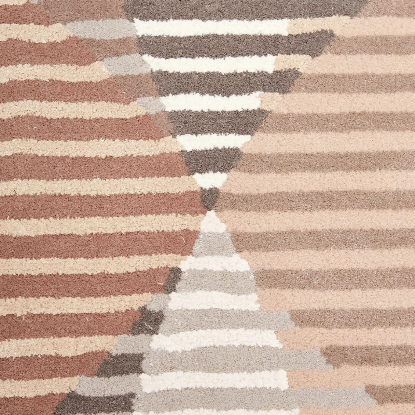 Tappeto in Lana Beige con motivi Geometrici Cerchi Affondanti
