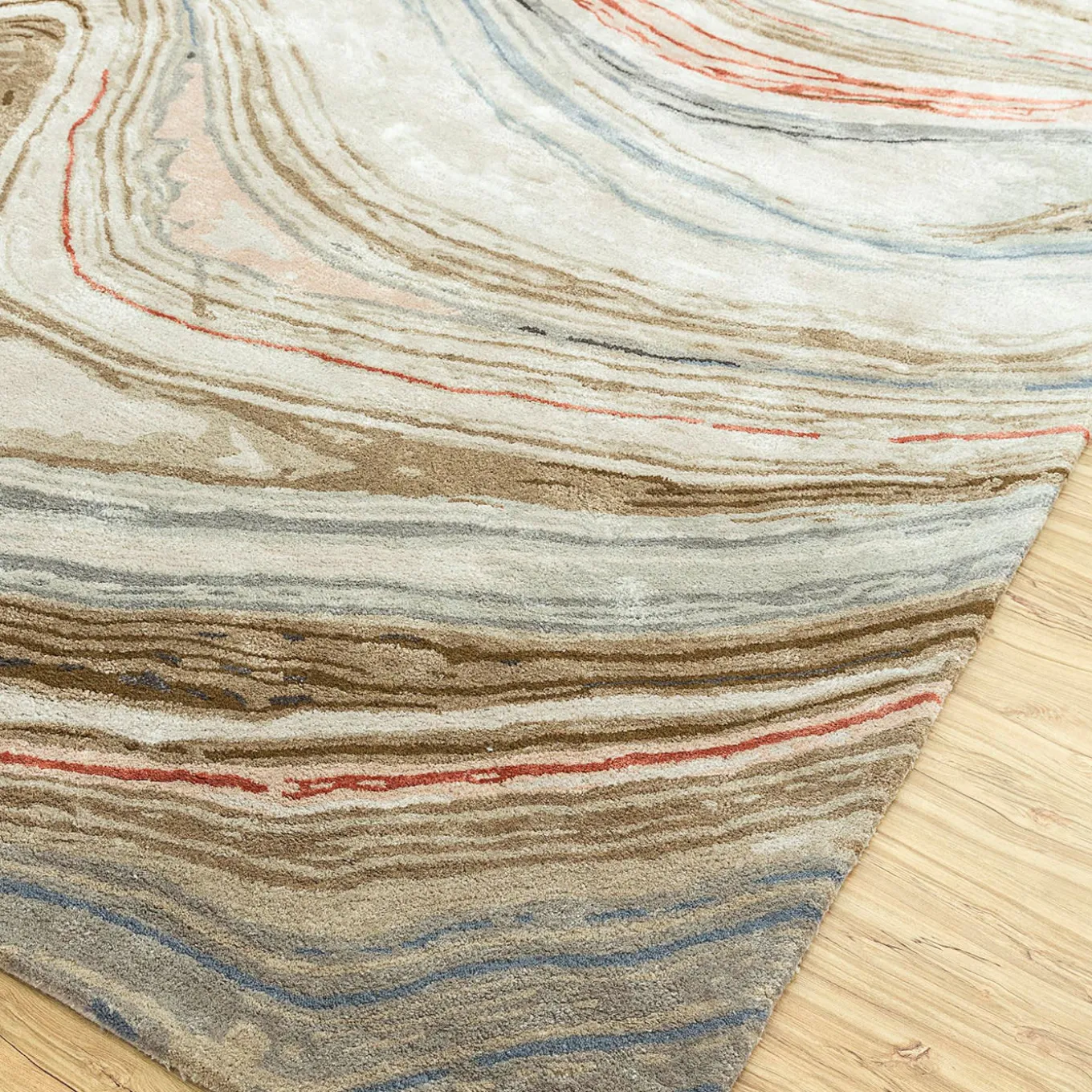 Tappeto Mellow Waves Antique White & Clay trapuntato a mano
