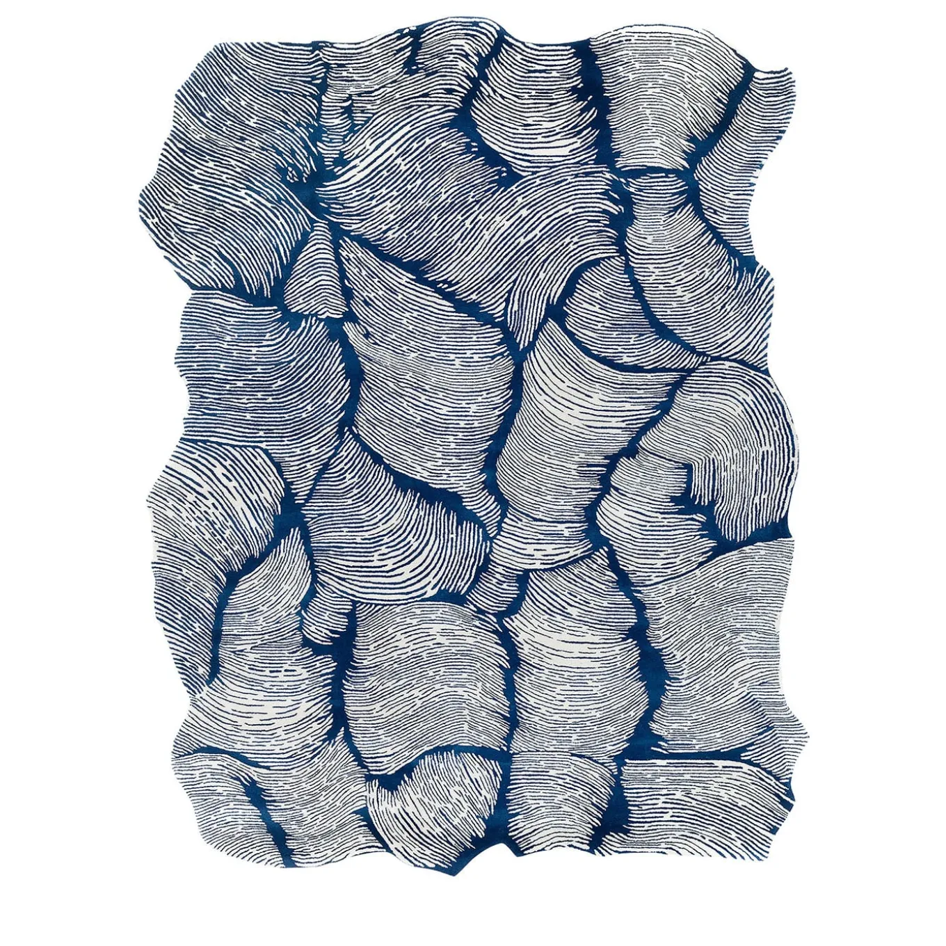 Tappeto rettangolare Oceano blu in lana